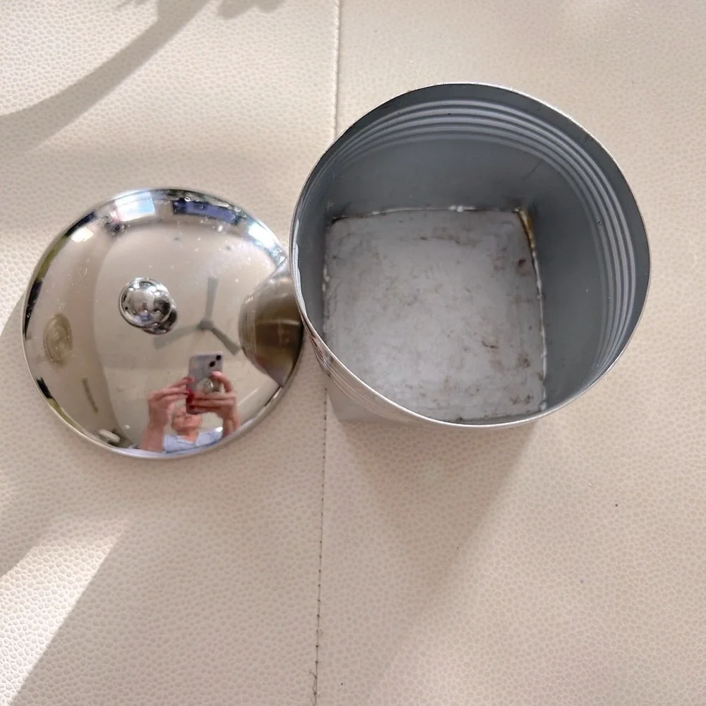 Bathroom Office Accessory/Decor/Container Silver Cotton Ball Q-Tips Hair Ties